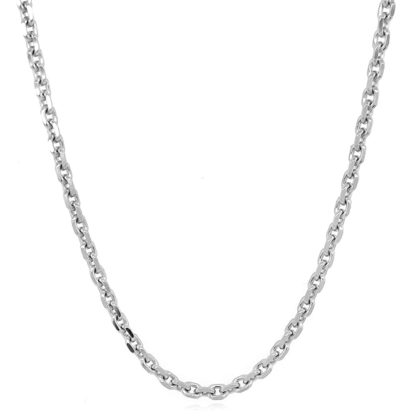 14K Real Gold White Solid 2.8mm Cable Chain Necklace 20" 22" 24" 26"