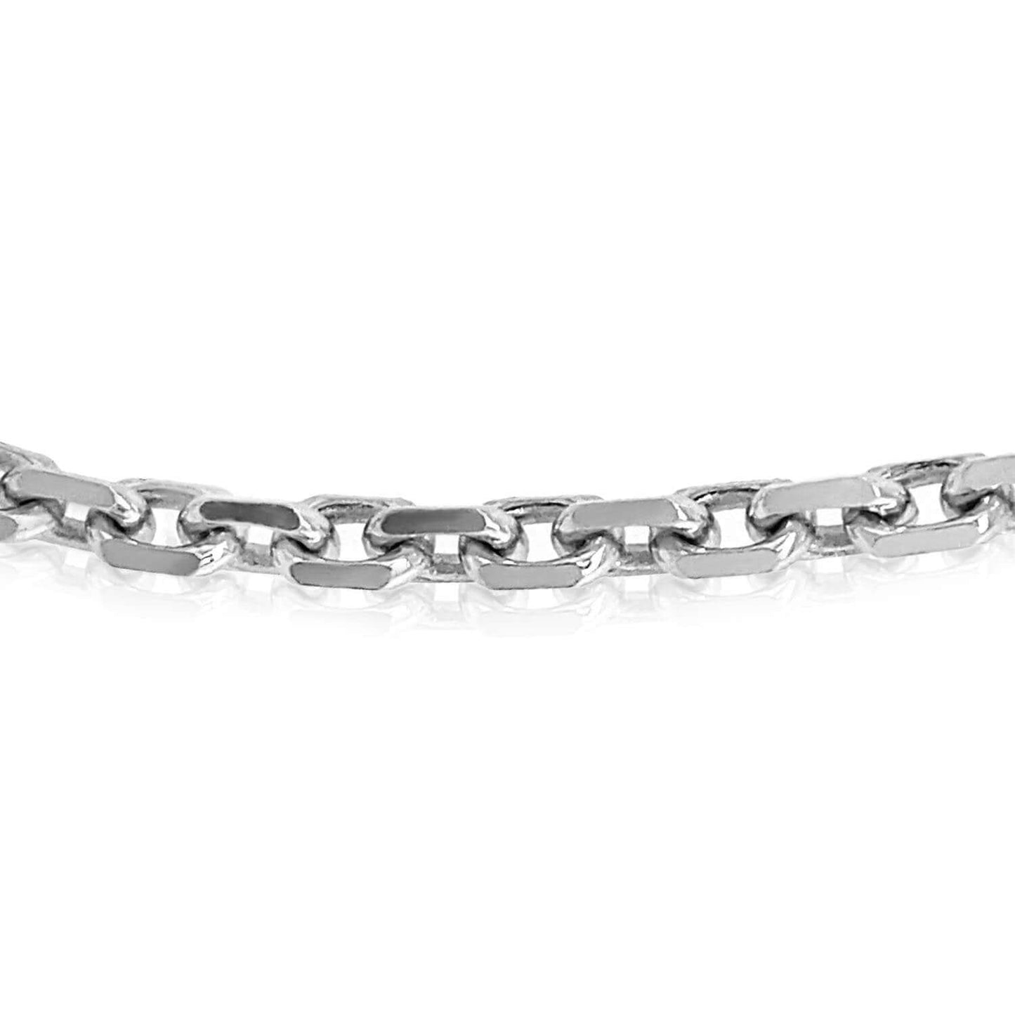 14K White Gold 3.3mm Cable Bracelet (Solid Links) 7" 8"