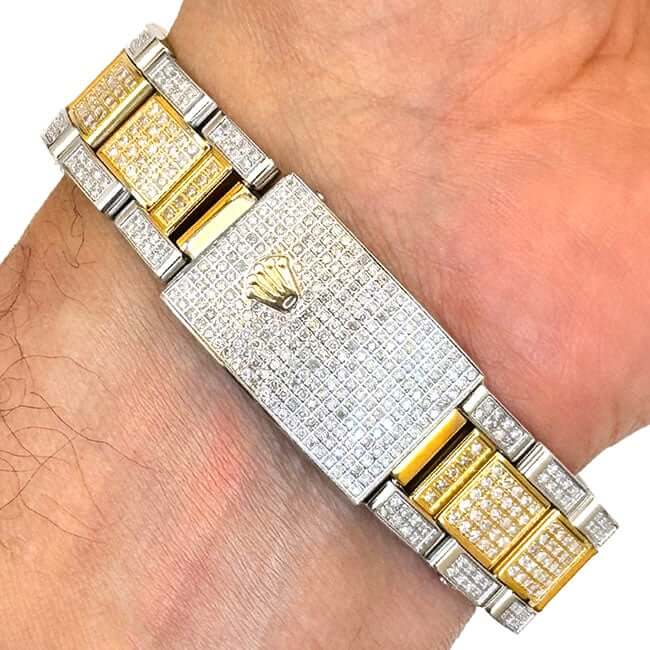 Rolex Datejust 2-Tone Yellow 4.5CTW Real Diamond Oyster 36mm Watch Bracelet