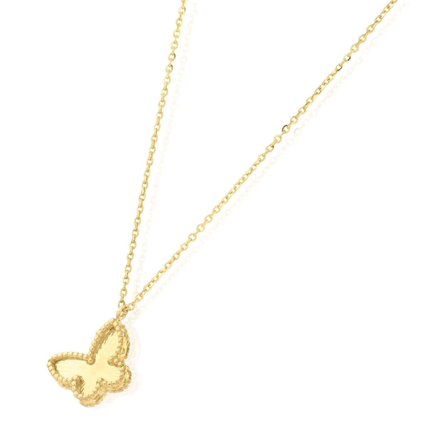 14K Real Gold Butterfly Cable Chain Necklace Pendant 16-18" Adjustable