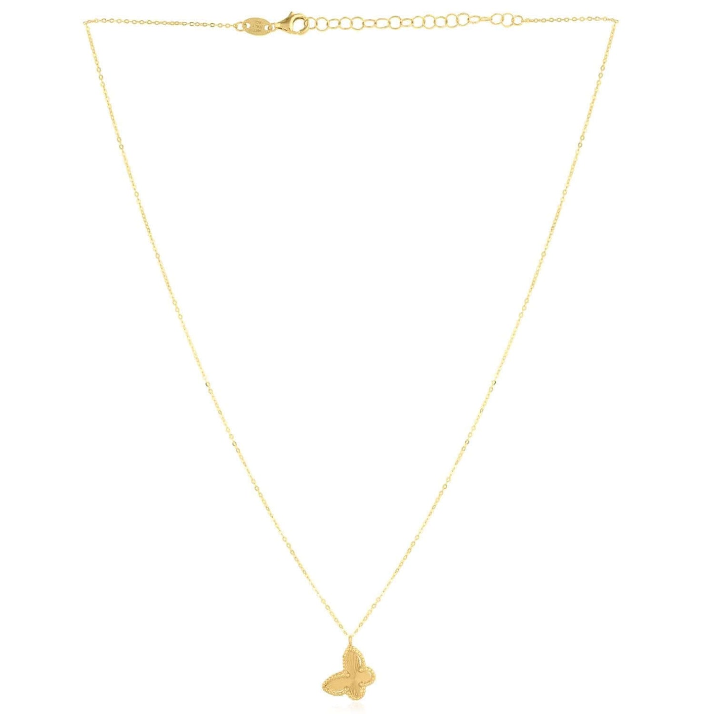 14K Real Gold Butterfly Cable Chain Necklace Pendant 16-18" Adjustable