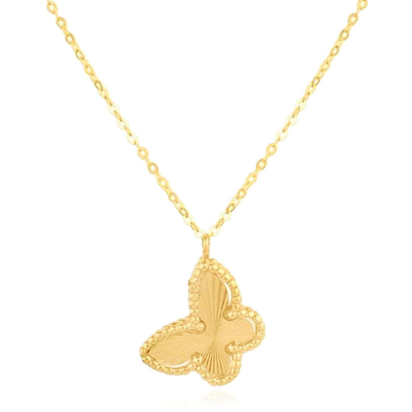 14K Real Gold Butterfly Cable Chain Necklace Pendant 16-18" Adjustable