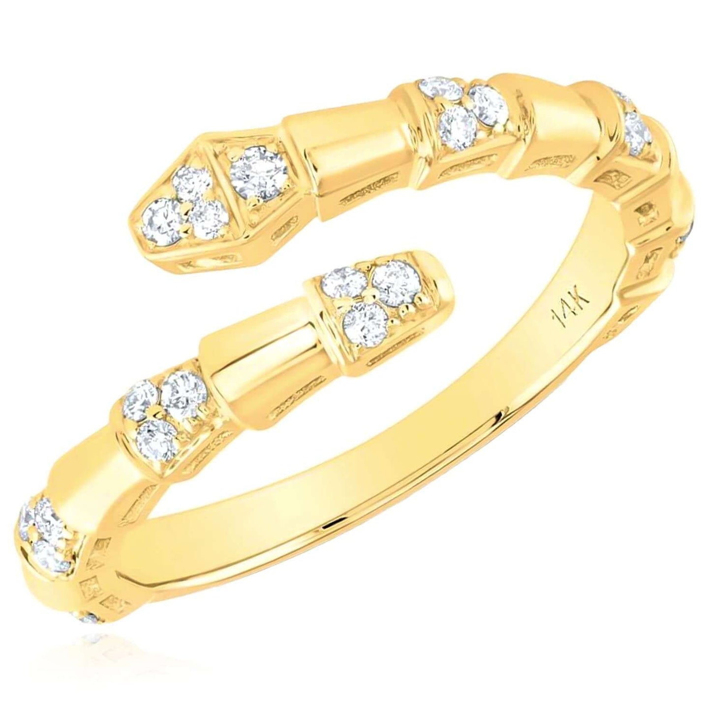 0.25CTW Natural Diamond 14K Gold Snake Cocktail Ring