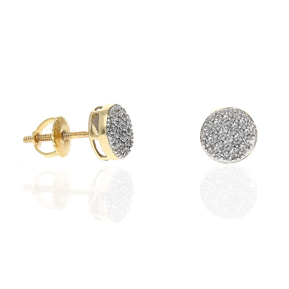 .10CTW Real Diamond 10K Yellow Gold Pave Round Cluster Stud Earrings 7mm