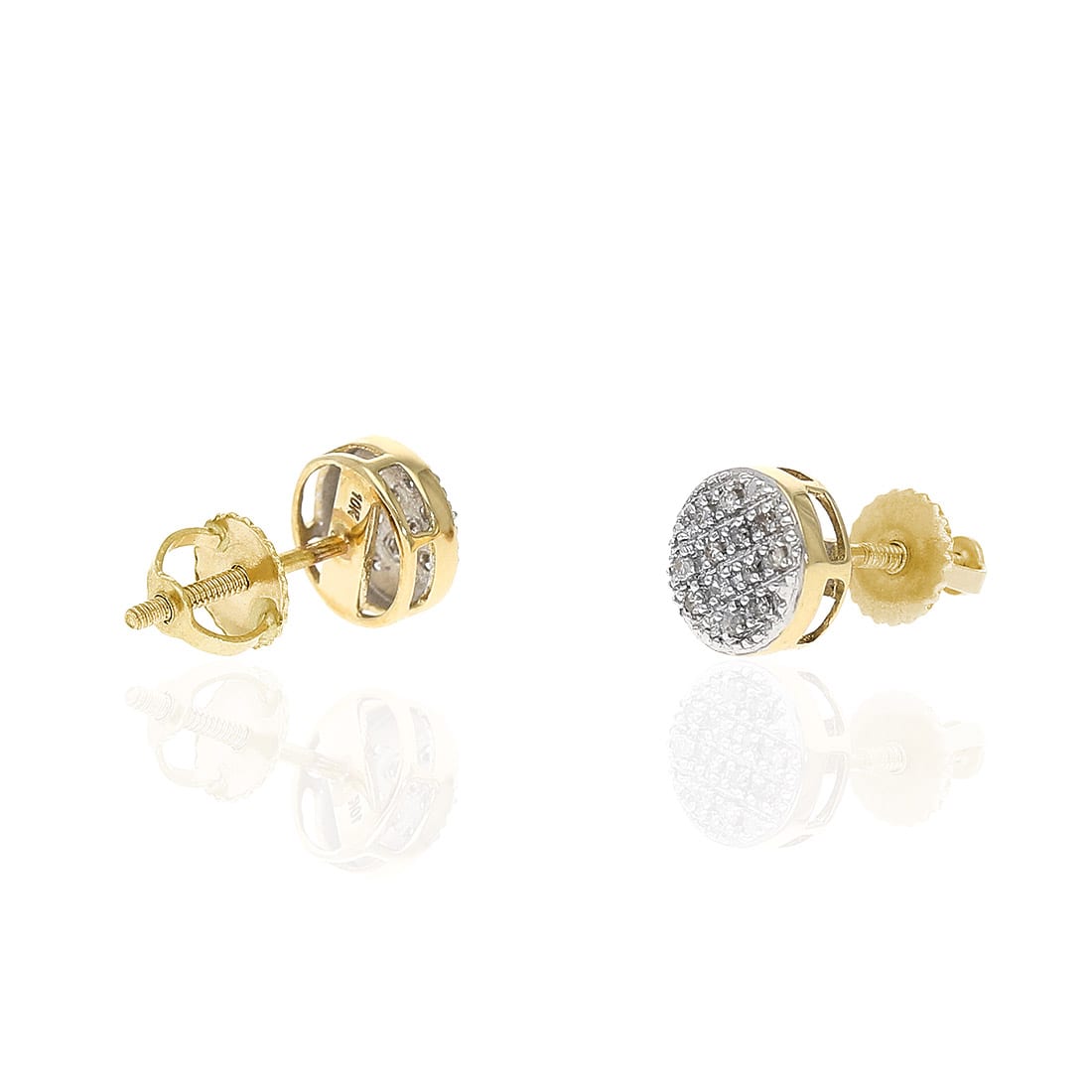 .10CTW Real Diamond 10K Yellow Gold Pave Round Cluster Stud Earrings 7mm