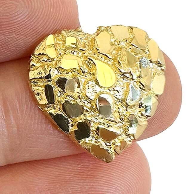 10K Real Gold Nugget Heart Push Back Stud Earrings 7mm, 10mm, 12mm, 18mm