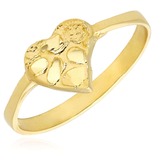10K Yellow Gold 8mm Small Heart Nugget Ring