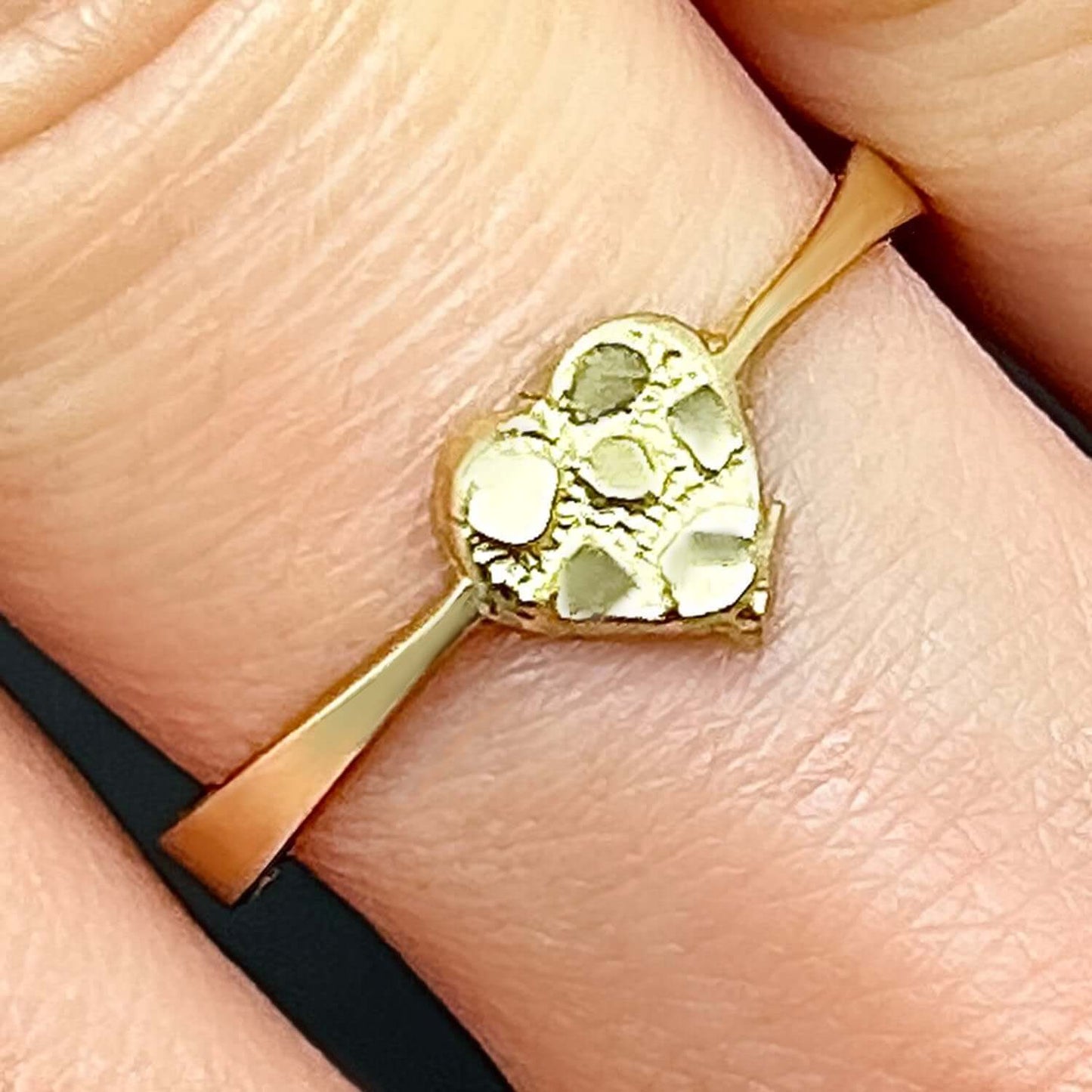 10K Real Gold Small Nugget Heart Cocktail Ring