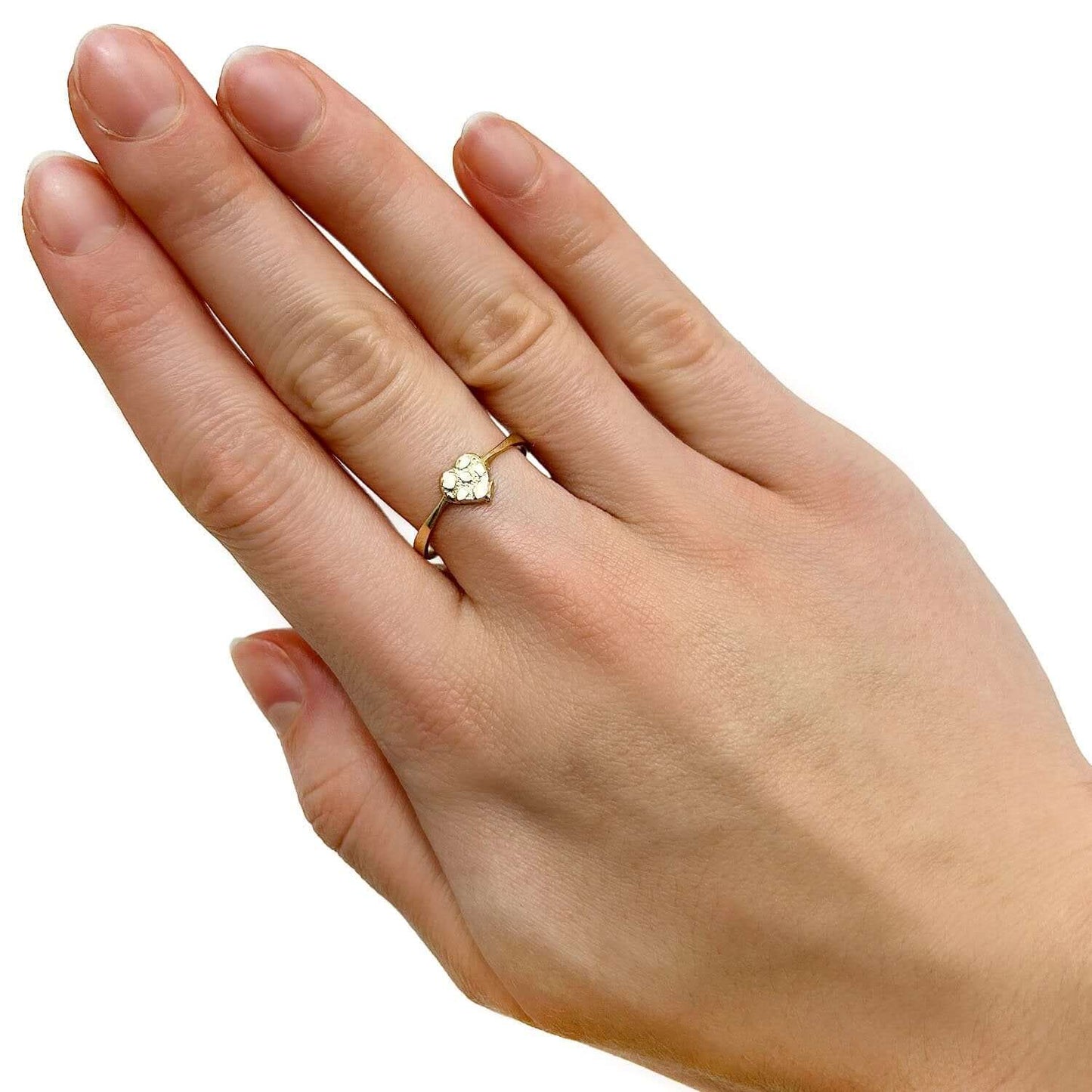 10K Real Gold Small Nugget Heart Cocktail Ring