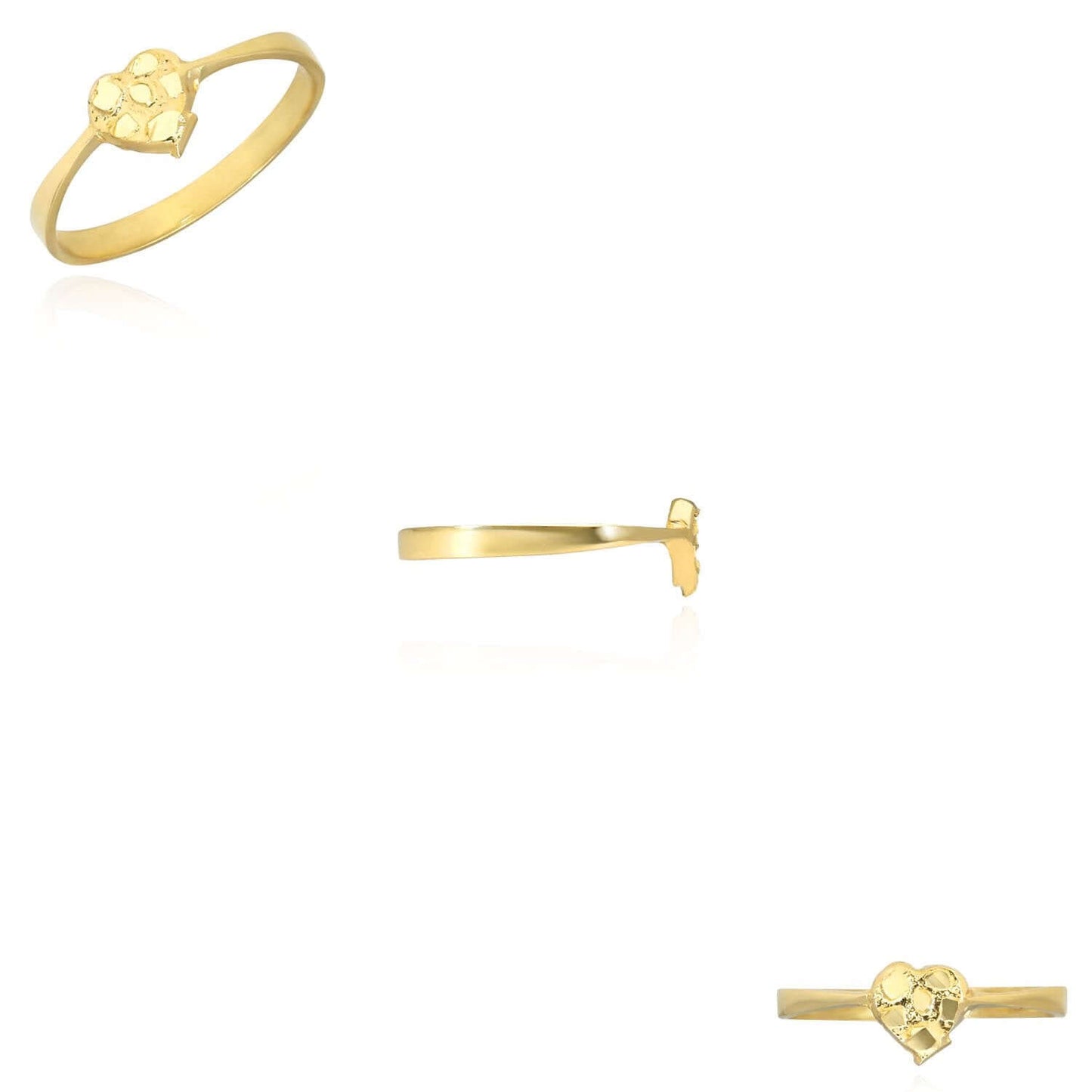 10K Real Gold Small Nugget Heart Cocktail Ring
