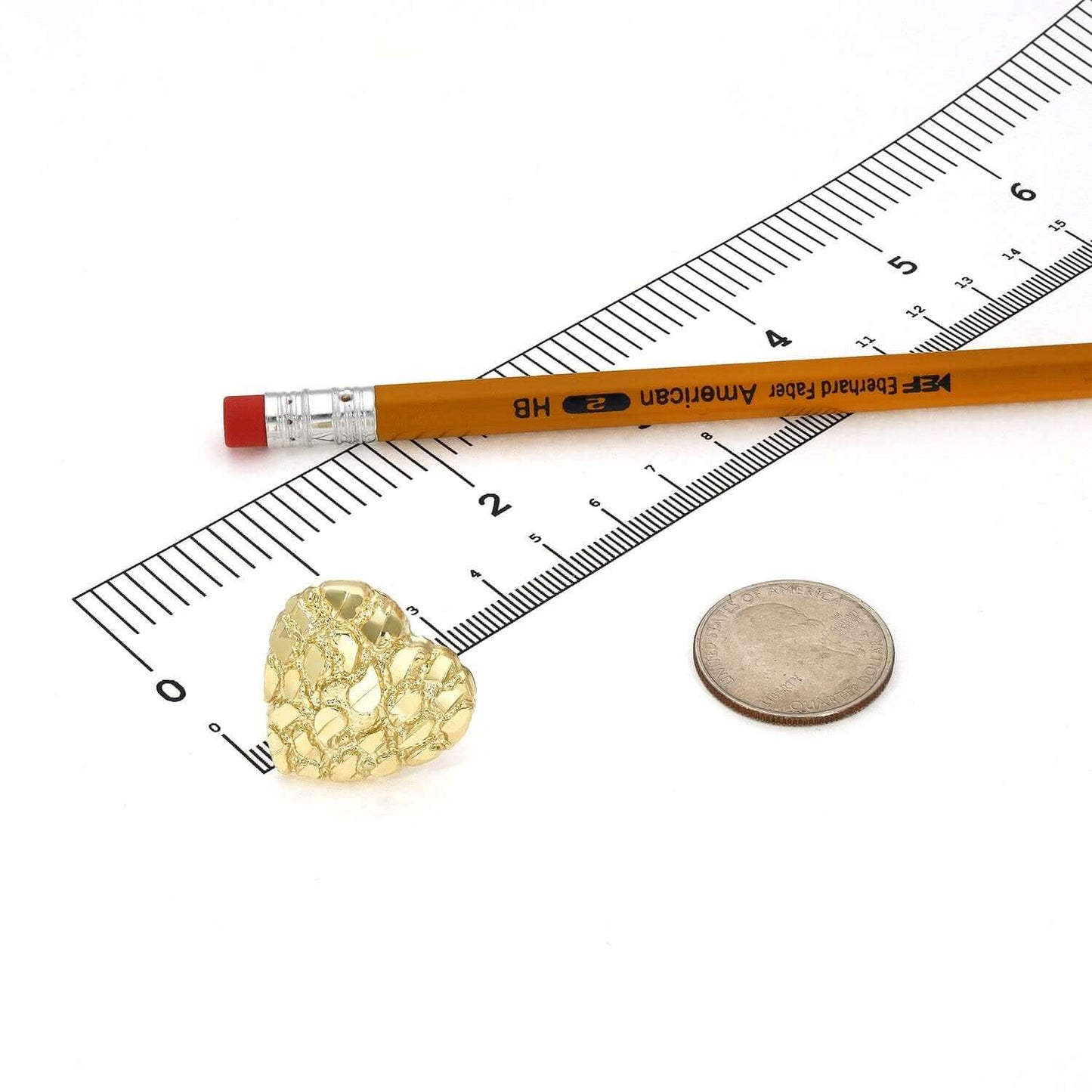 10K Real Gold 25mm Large Heart Nugget Cocktail Ring