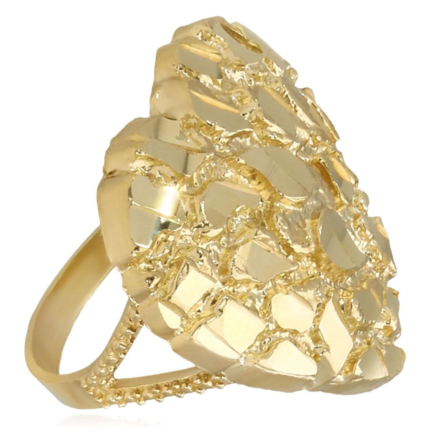 10K Real Gold 25mm Large Heart Nugget Cocktail Ring
