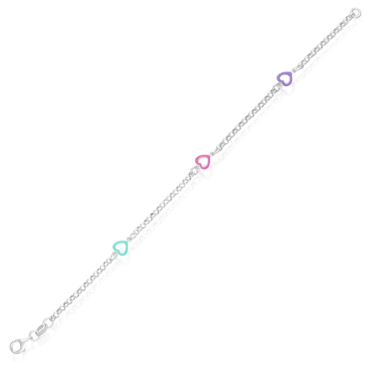 Kid's Solid 2.5mm Sterling Silver Heart Rolo Bracelet 7"