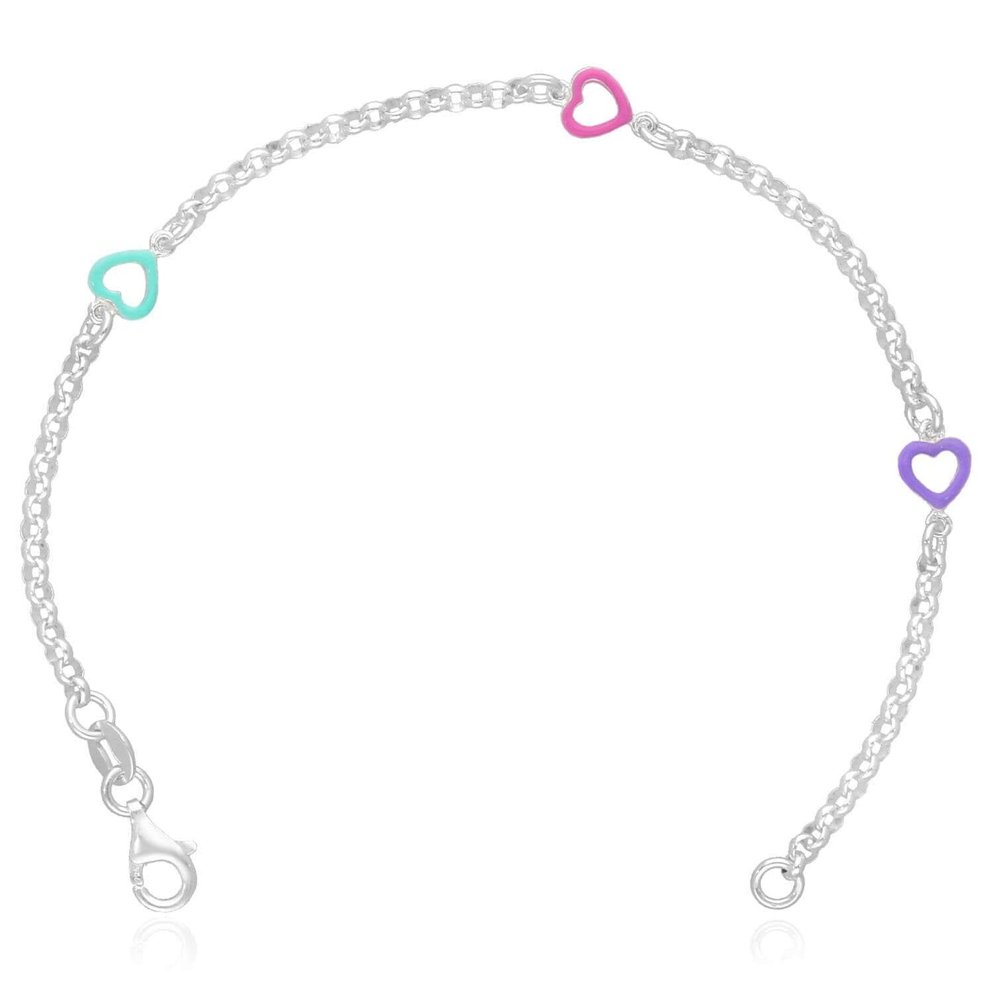 Kid's Solid 2.5mm Sterling Silver Heart Rolo Bracelet 7"