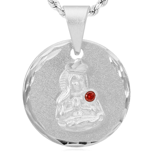 Sterling Silver Red Ruby Santa Barbara Pendant 0.8"