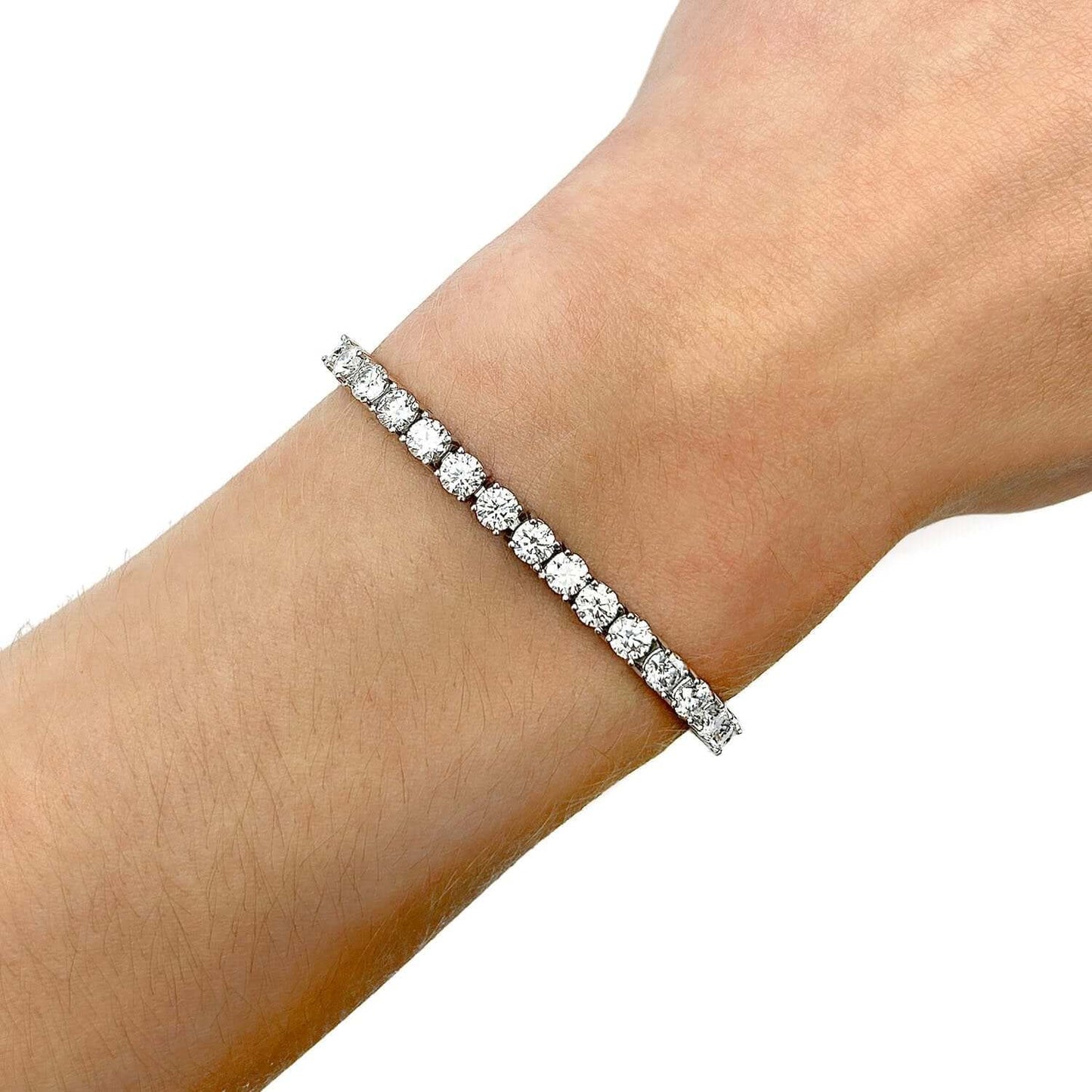 Solid 10.91CTW Real Moissanite 4mm Sterling Silver Tennis Bracelet 8"