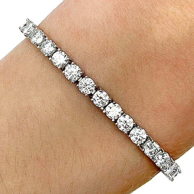 Solid 10.91CTW Real Moissanite 4mm Sterling Silver Tennis Bracelet 8"