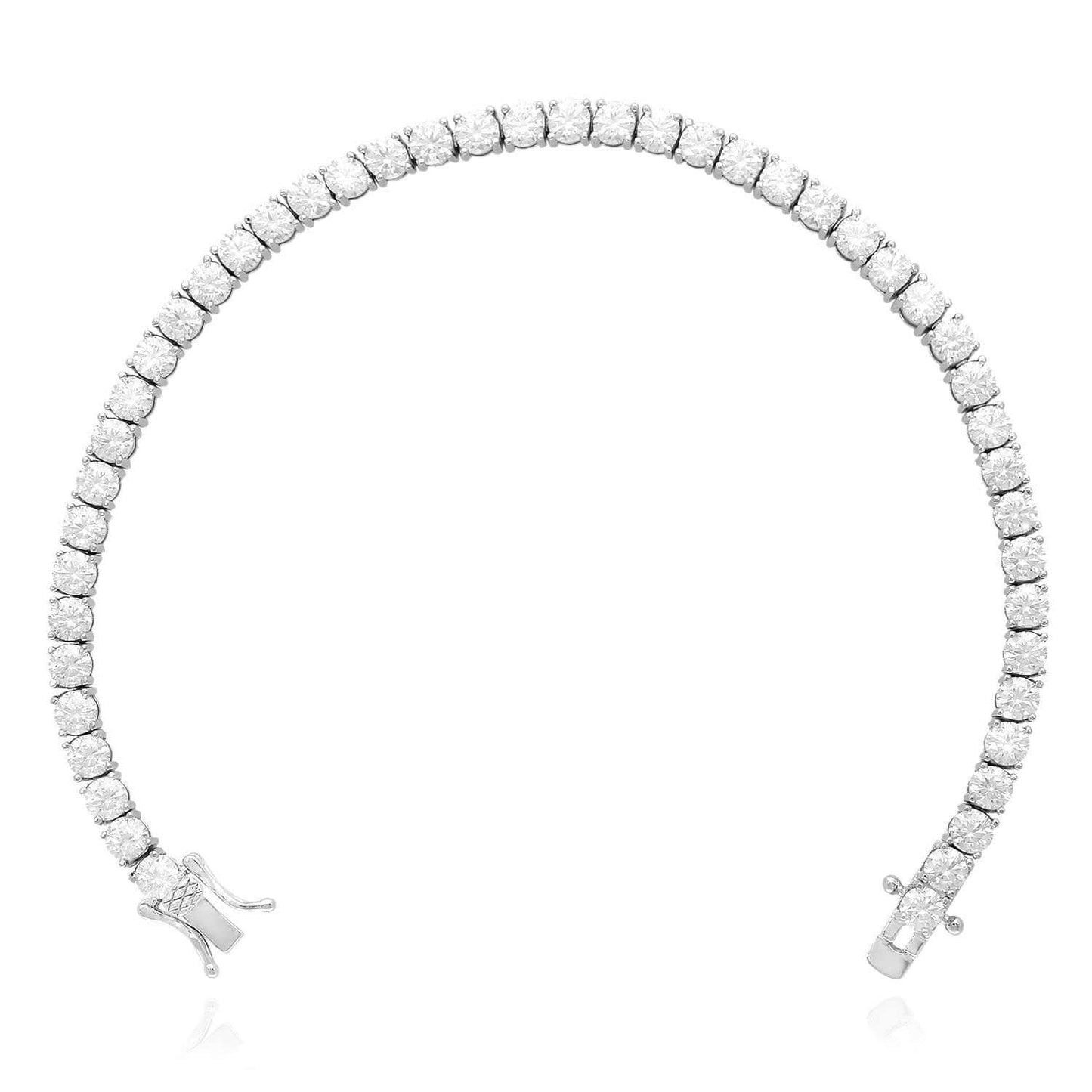 Solid 10.91CTW Real Moissanite 4mm Sterling Silver Tennis Bracelet 8"