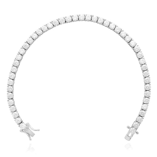 10.91CTW Real Moissanite 4mm Sterling Silver Tennis Bracelet 8"