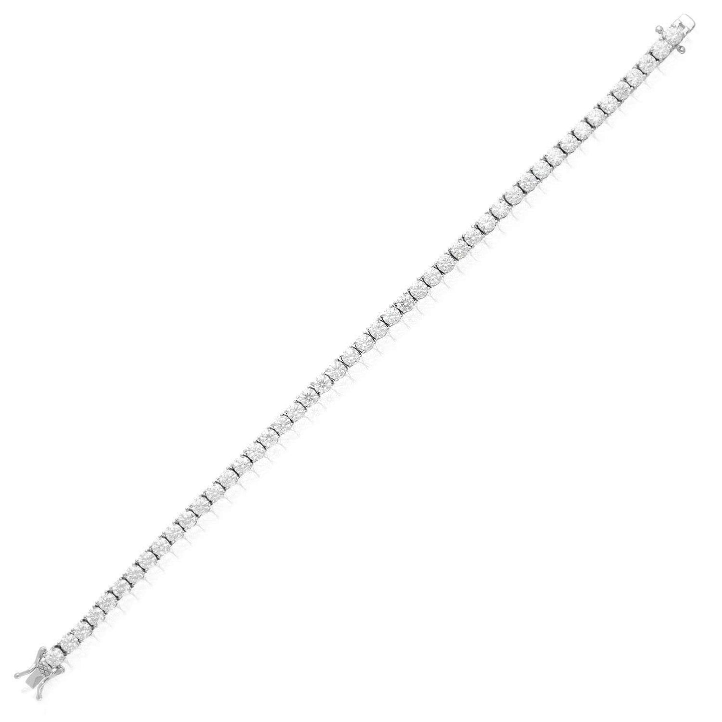 Solid 10.91CTW Real Moissanite 4mm Sterling Silver Tennis Bracelet 8"