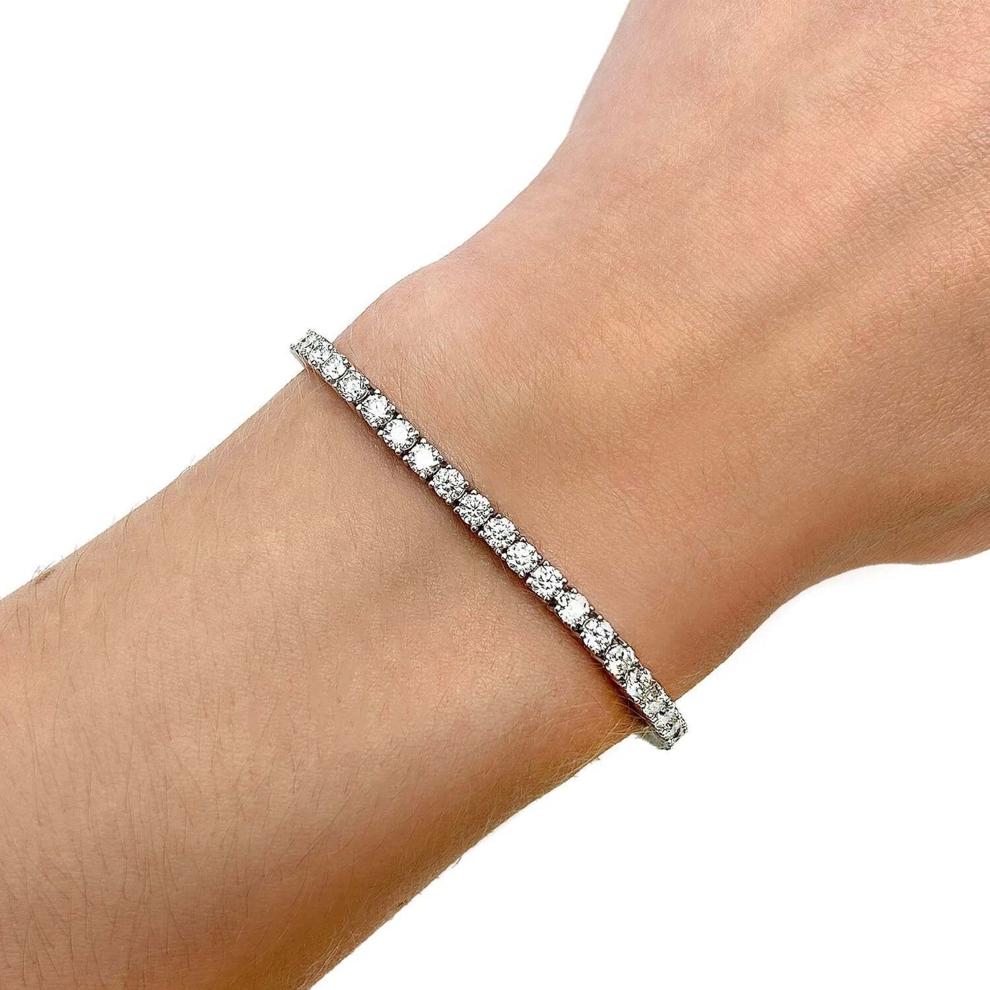 Solid 5.56CTW Real Moissanite 3mm Sterling Silver Tennis Bracelet 7"