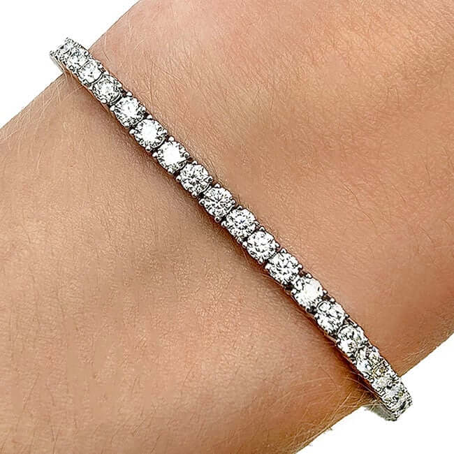 Solid 5.56CTW Real Moissanite 3mm Sterling Silver Tennis Bracelet 7"