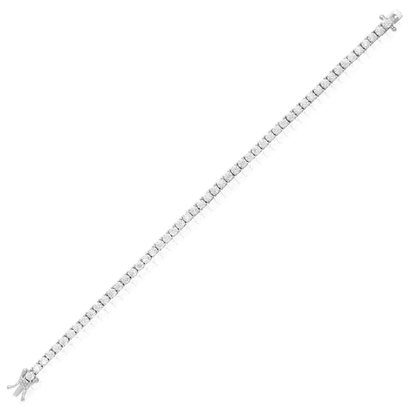 Solid 5.56CTW Real Moissanite 3mm Sterling Silver Tennis Bracelet 7"