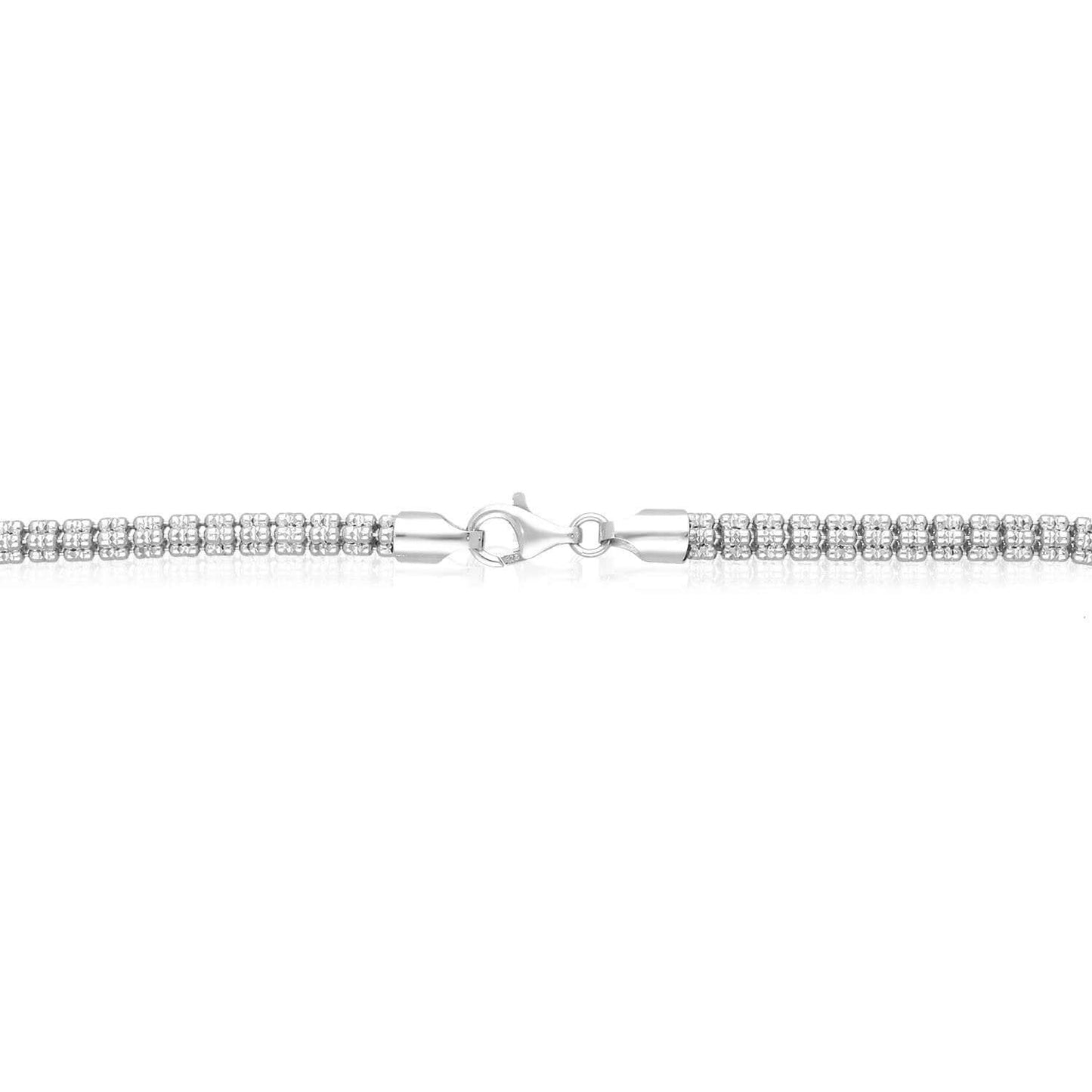 Solid 18K Gold Over Sterling Silver Iced Diamond-Cut 5mm Mesh Chain Necklace 16"