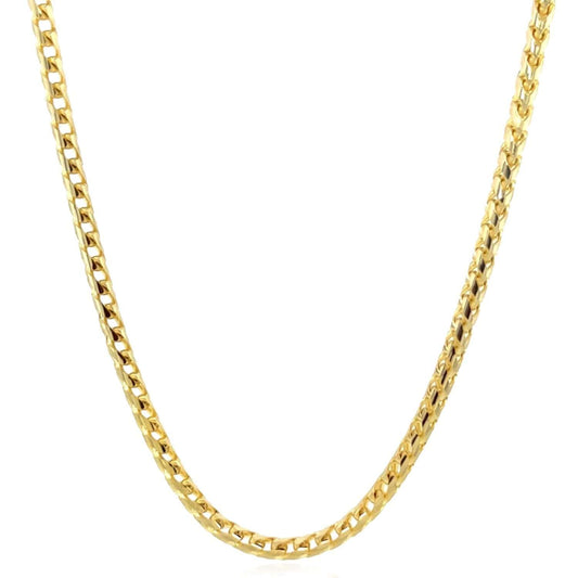 14K Yellow Gold 2.5mm Round Franco Chain (Solid Links) 18"-28"