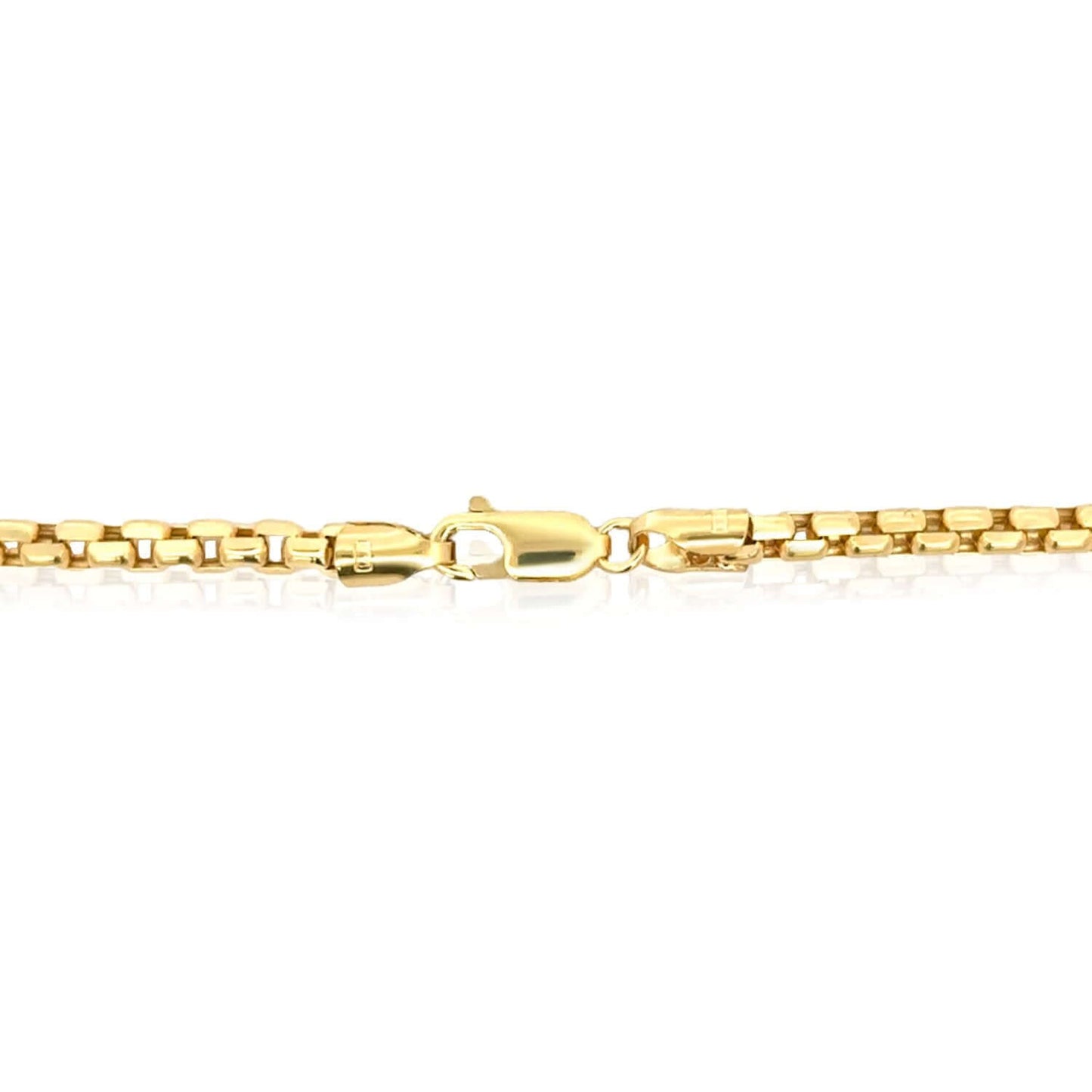 14K Real Gold 3.7mm Round Box Bracelet 7", 8"