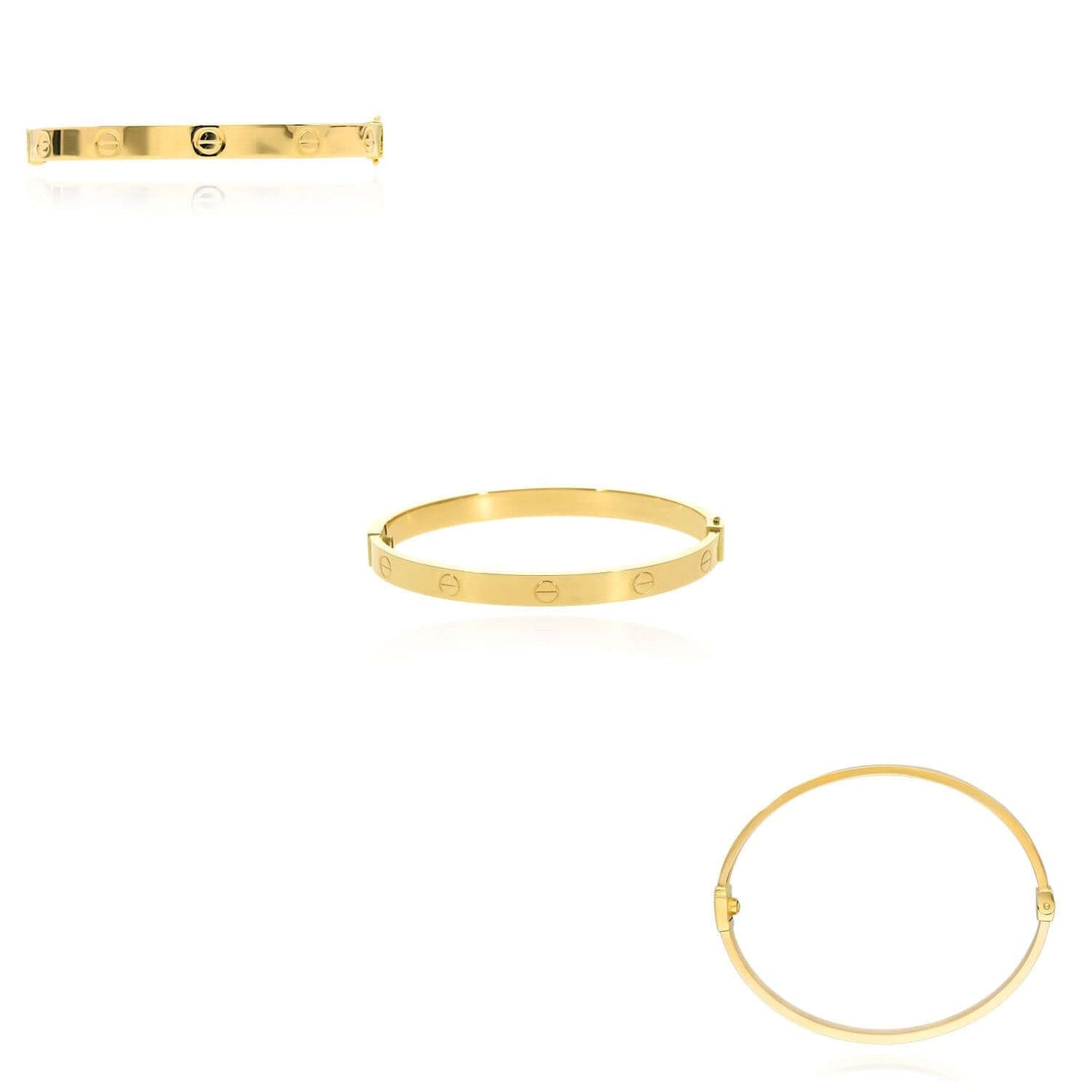 14K Gold 6mm Screw Pattern Bangle Bracelet w/ Screwdriver 6.25"-7"