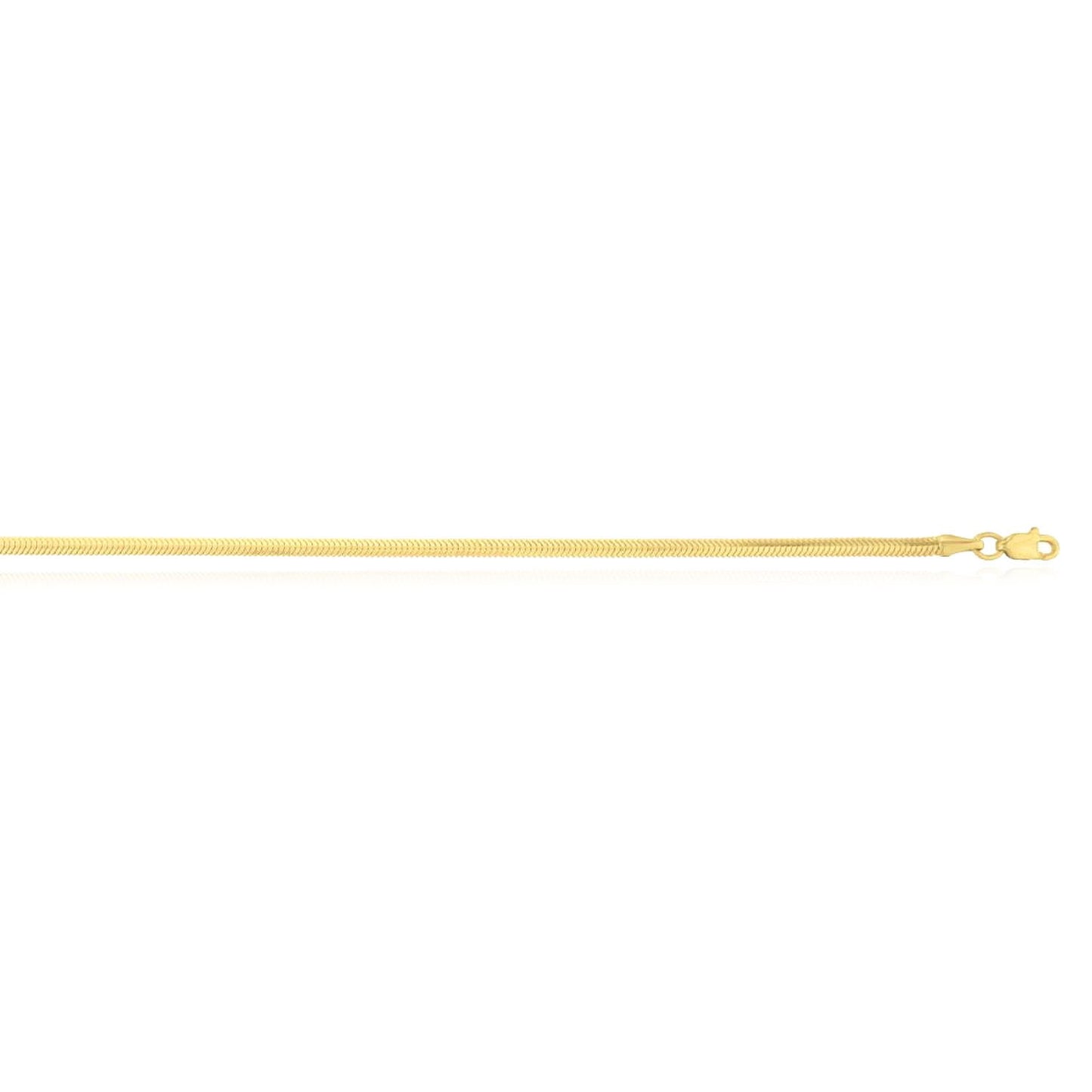 14K Gold 2.6mm, 5.3mm Snake Link Bracelet (Solid Links) 7"