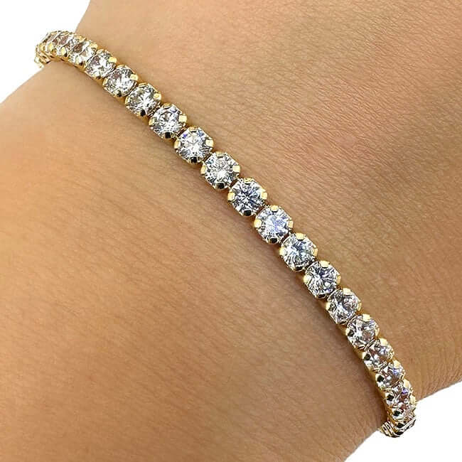 Solid 14K Real Gold 3.5mm CZ Tennis Bracelet 7", 7.5"