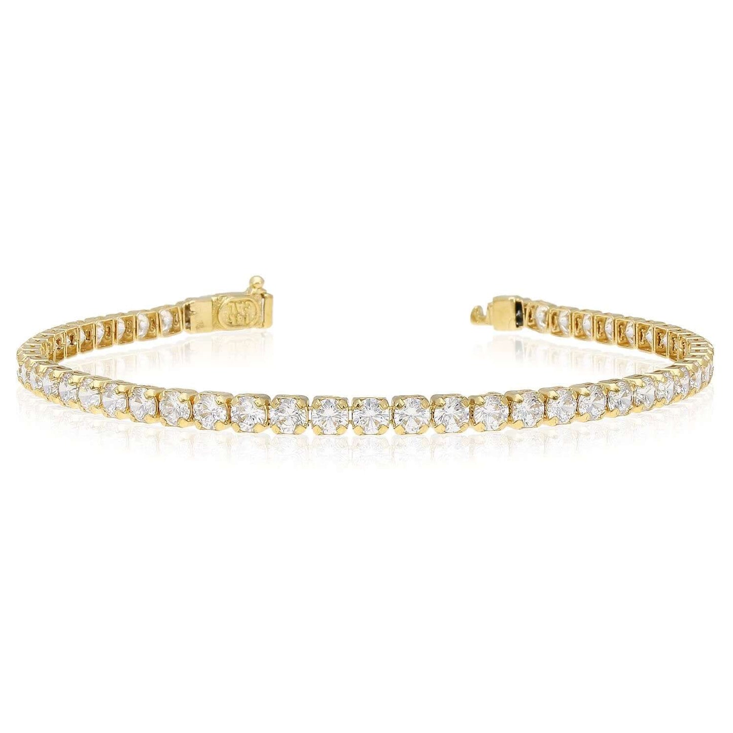 Solid 14K Real Gold 3.5mm CZ Tennis Bracelet 7", 7.5"