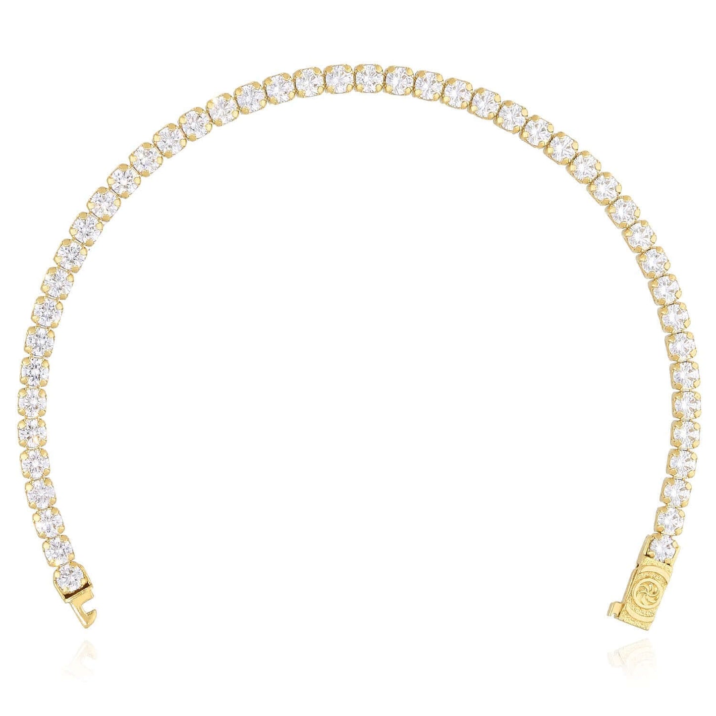 Solid 14K Real Gold 3.5mm CZ Tennis Bracelet 7", 7.5"