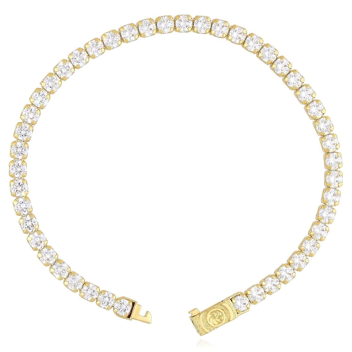 Solid 14K Real Gold 3.5mm CZ Tennis Bracelet 7", 7.5"