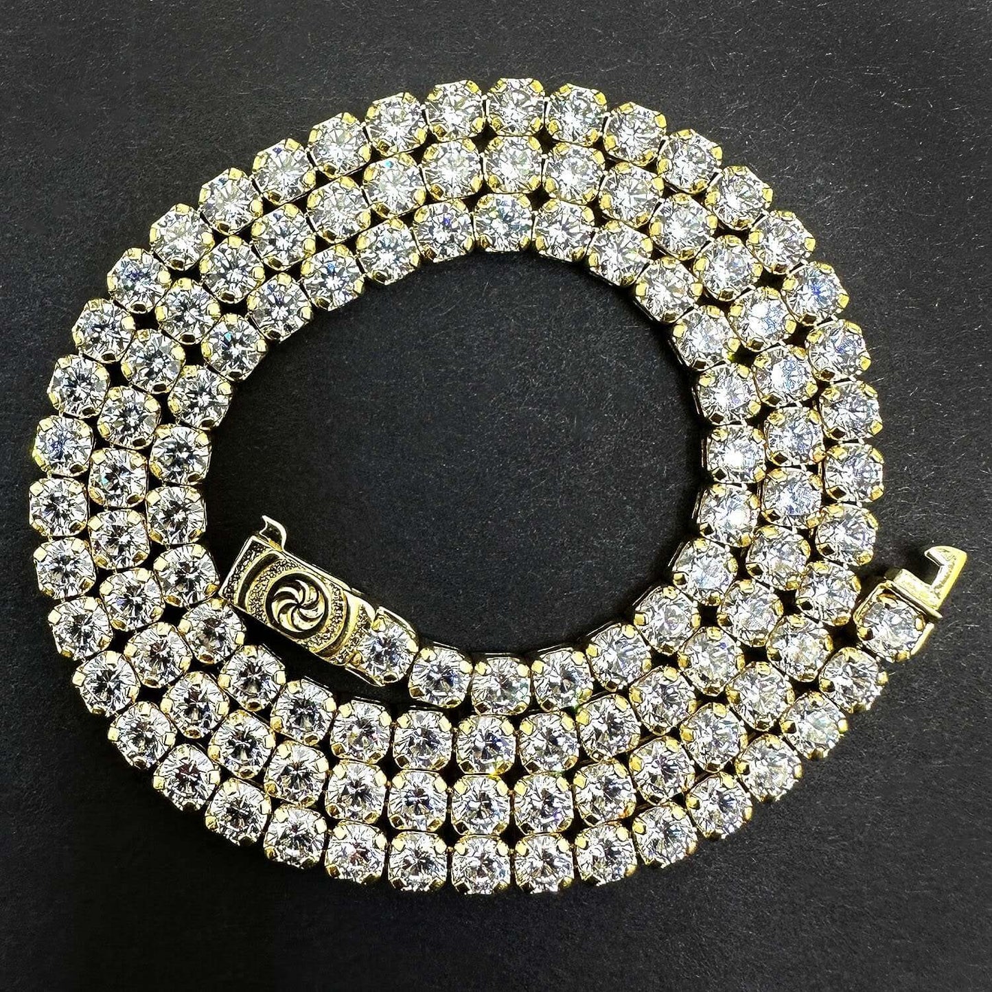 Solid 14K Real Gold 3.5mm CZ Tennis Chain Necklace 16", 18", 20"