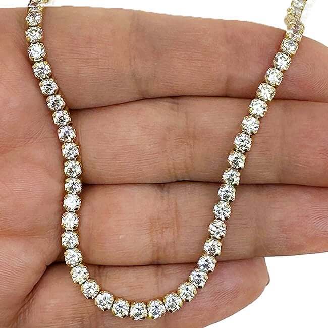 Solid 14K Real Gold 3.5mm CZ Tennis Chain Necklace 16", 18", 20"