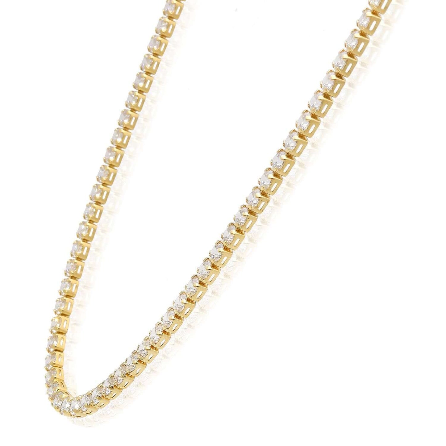Solid 14K Real Gold 3.5mm CZ Tennis Chain Necklace 16", 18", 20"