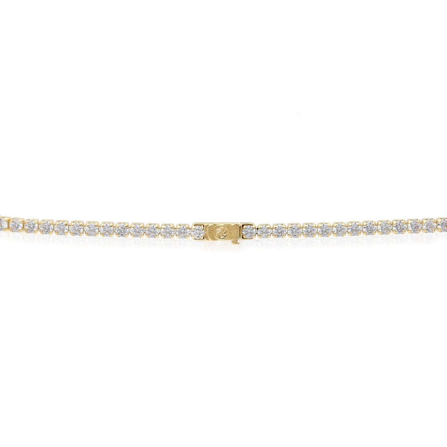 Solid 14K Real Gold 3.5mm CZ Tennis Chain Necklace 16", 18", 20"