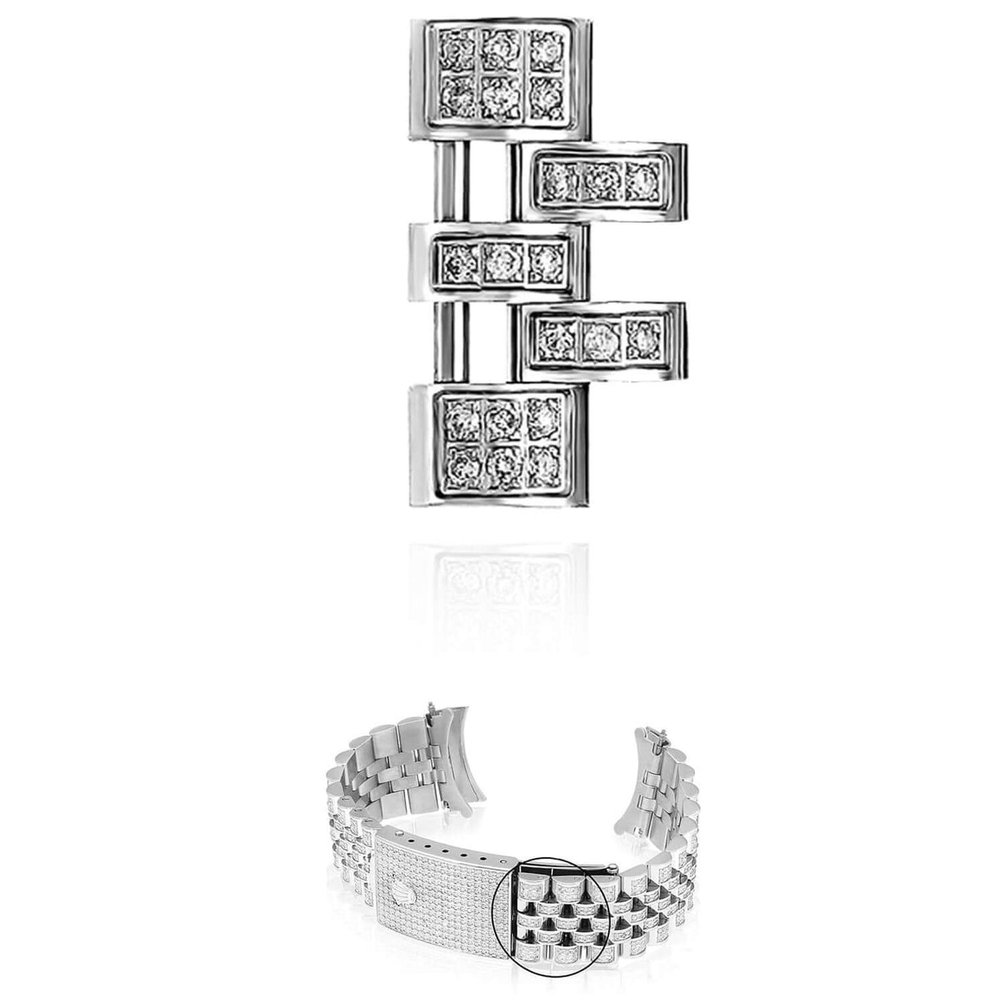 Extra White and 2 - Tone Links for Rolex Watch Datejust Natural Diamond 31mm Watch - WJD Exclusives