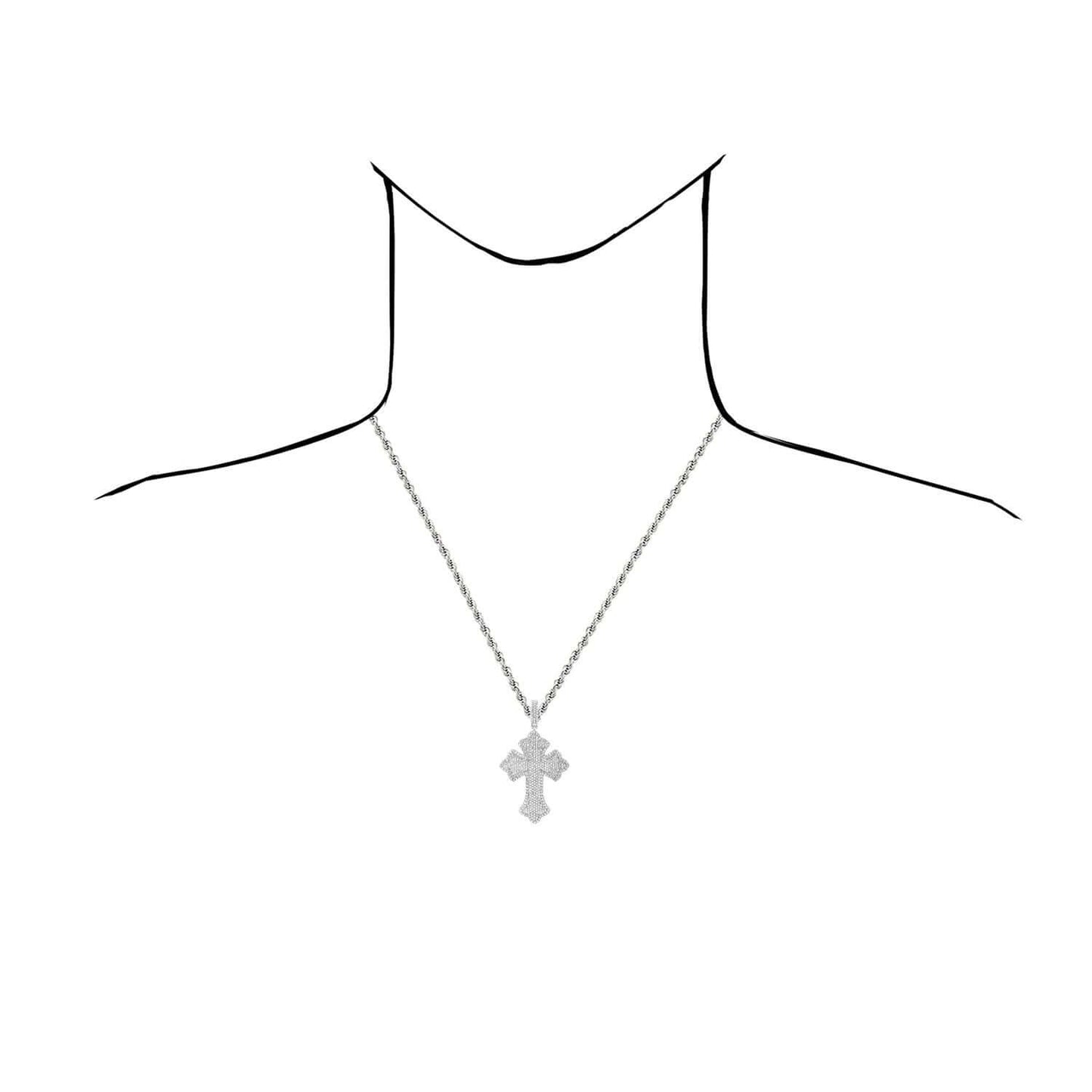 2.00CTW Real Diamond 10K Real Gold Yellow, White, Rose Cross Pendant 2.3"