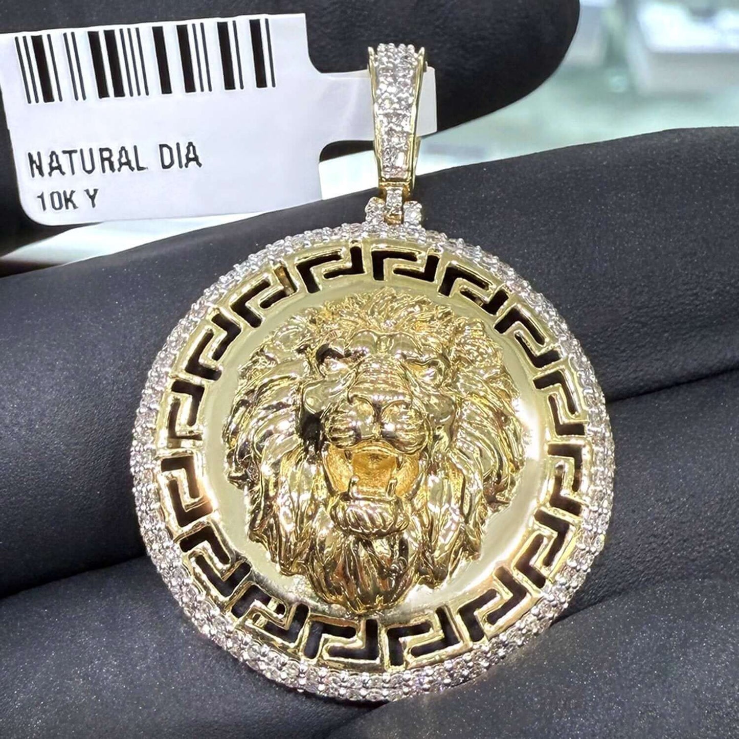 0.62CTW Real Diamonds 10K Real Gold Lion Head Medallion Pendant 1.6"