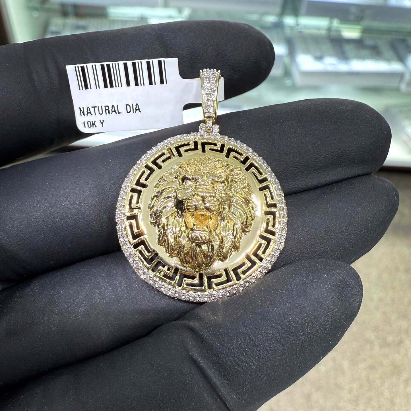 0.62CTW Real Diamonds 10K Real Gold Lion Head Medallion Pendant 1.6"