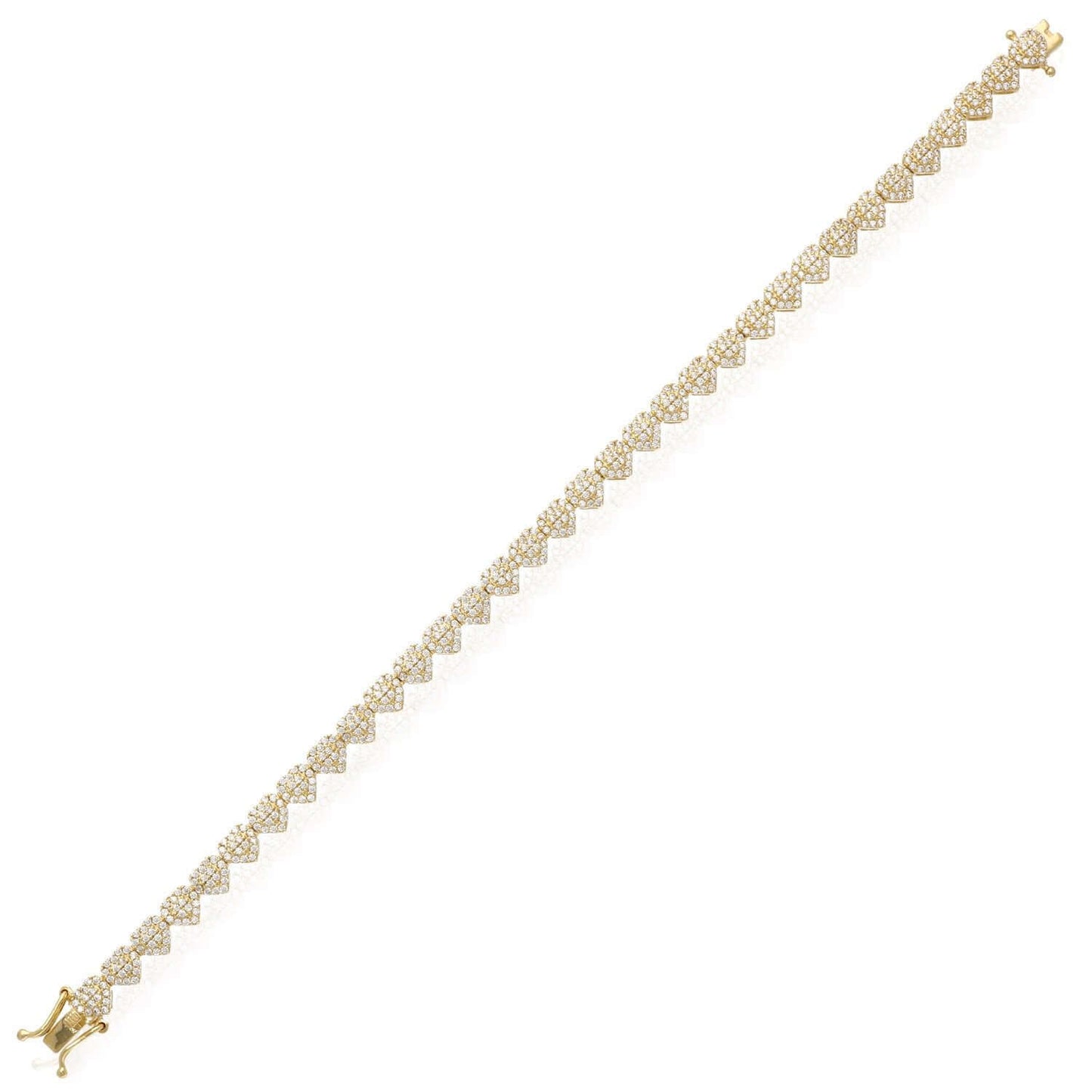 3CTW CZ Real 14K Gold 5.5mm Heart Tennis Bracelet 7"