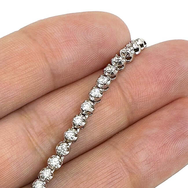 4.50CTW Real Diamond 14K Real Gold 3.5mm White Tennis Necklace 19"