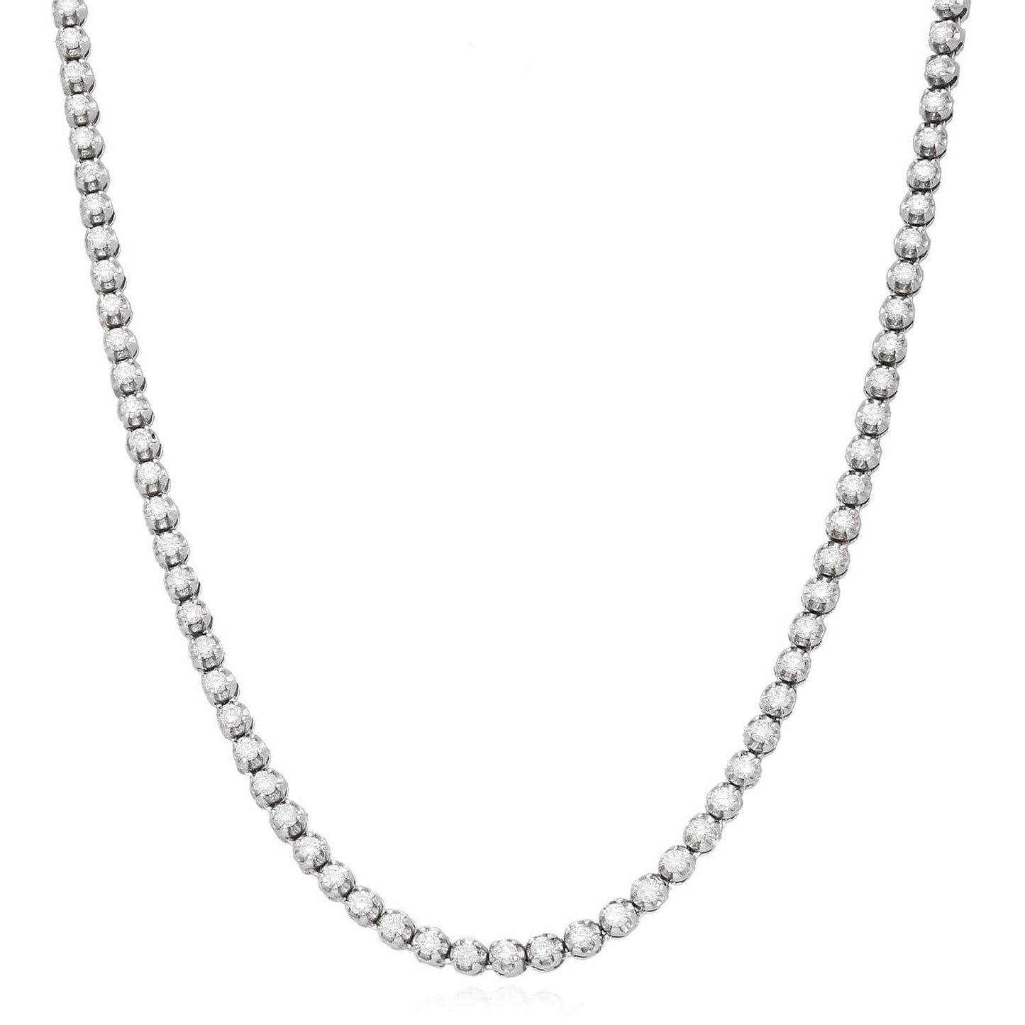 4.50CTW Real Diamond 14K Real Gold 3.5mm White Tennis Necklace 19"