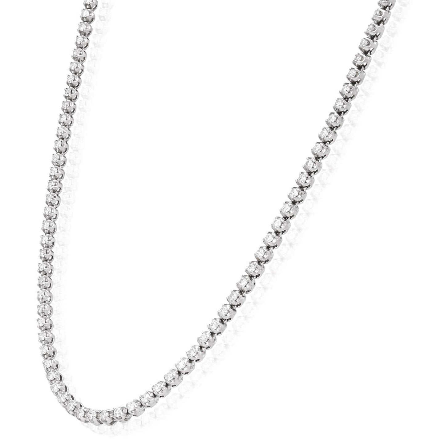 4.50CTW Real Diamond 14K Real Gold 3.5mm White Tennis Necklace 19"