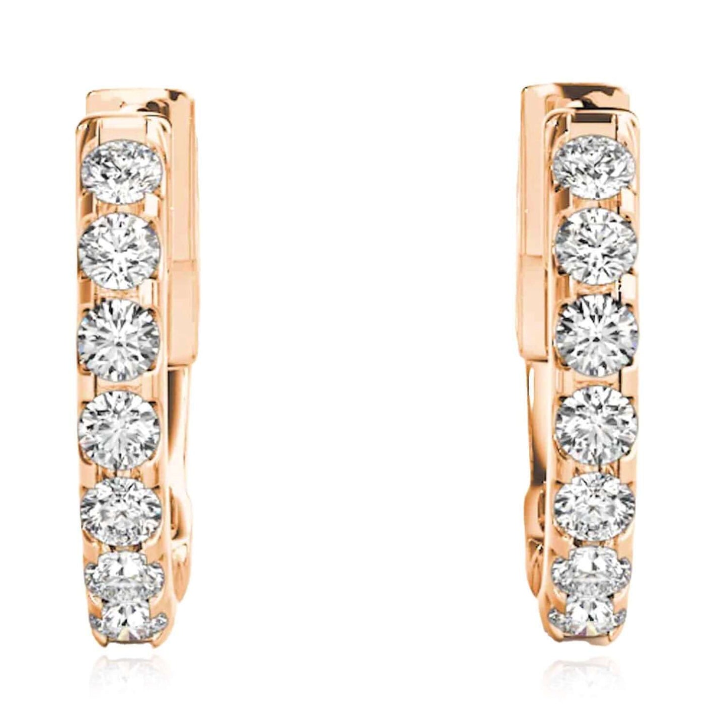 0.30CTW Lab-Grown Diamond 14K Gold Yellow, White, Rose Huggie Hoop Earrings 14mm