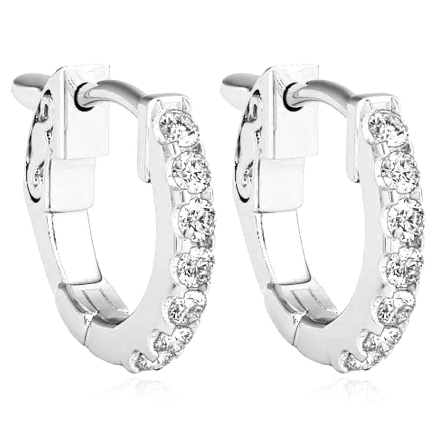 0.30CTW Lab-Grown Diamond 14K Gold Yellow, White, Rose Huggie Hoop Earrings 14mm